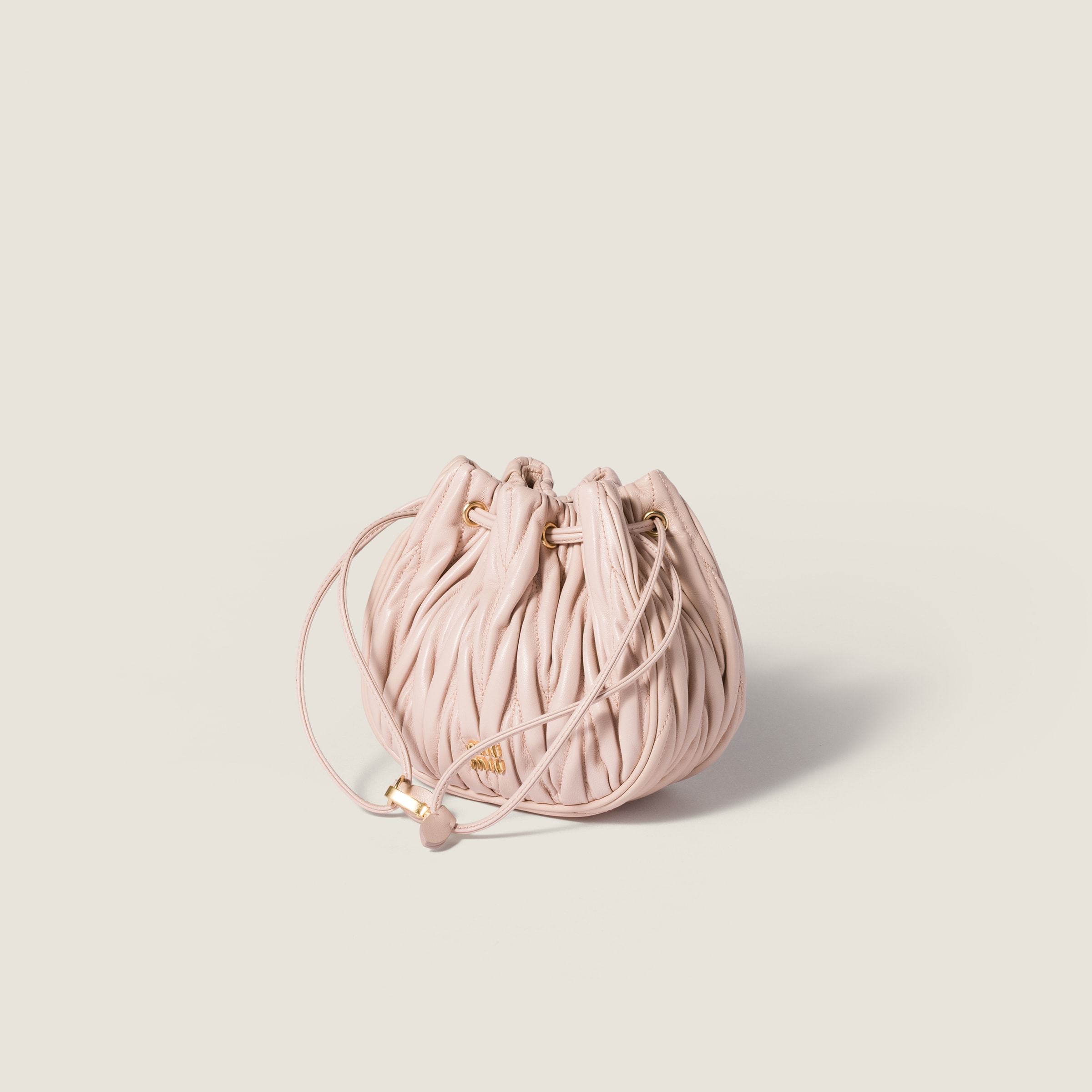 Miu Miu Matelassé Nappa Leather Pouch In Pink