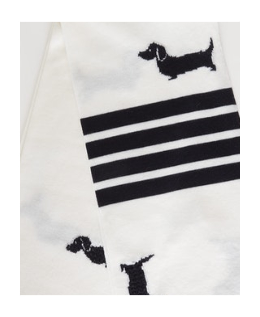 Thom Browne Hector Motif Wraparound Scarf In White