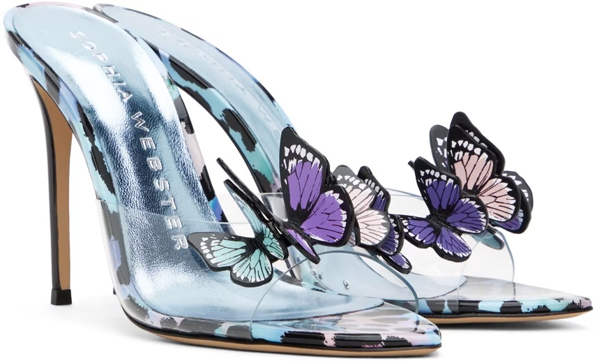 Sophia Webster Vanessa Butterfly Slide Mule Sandals In White