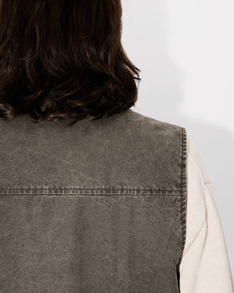 Kenzo Mens V-neck Embroidered-branding Regular-fit Cotton Gilet Taupe In Green