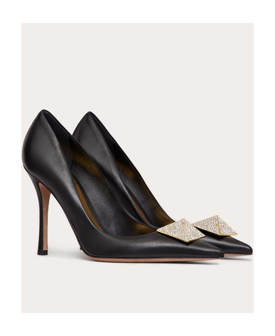 Valentino One Stud 100mm Crystal-embellished Pumps In Black