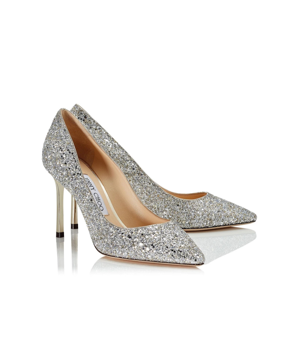 Shop Jimmy Choo Logo Thin-soled Shallow-mouth High-heeled Shoes In Gray