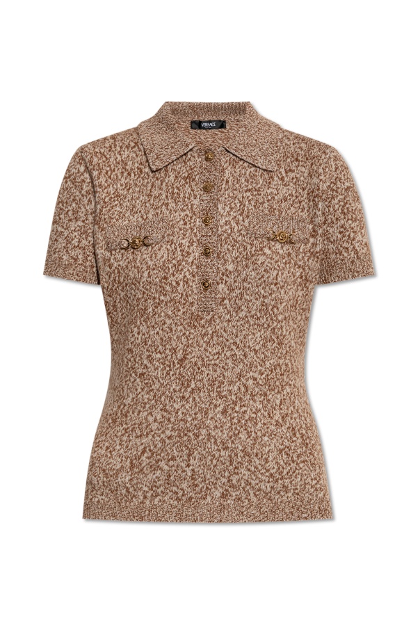 Versace Short-sleeved Sweater In Brown