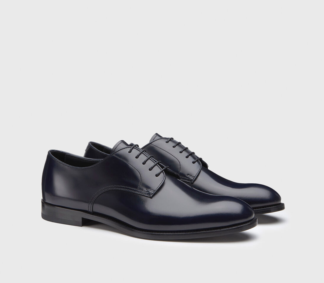 Doucal's Man Lace-up Shoes Midnight Blue Size 6.5 Soft Leather In Black