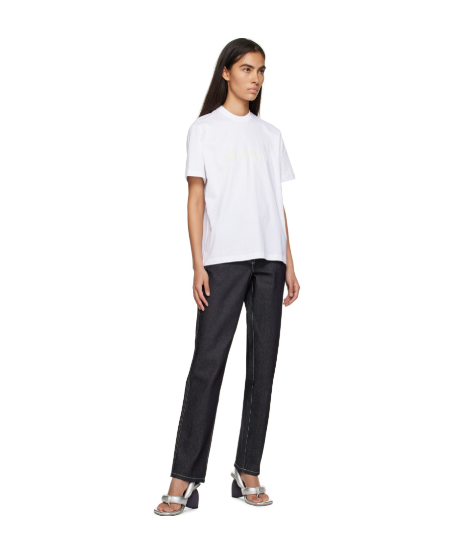 Sunnei T-shirt With Round Neck And Short Sleeves In White