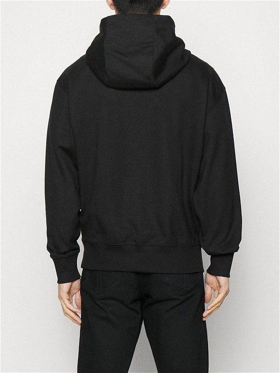 Shop Hugo Boss Logo-print Cotton Hoodie In Black