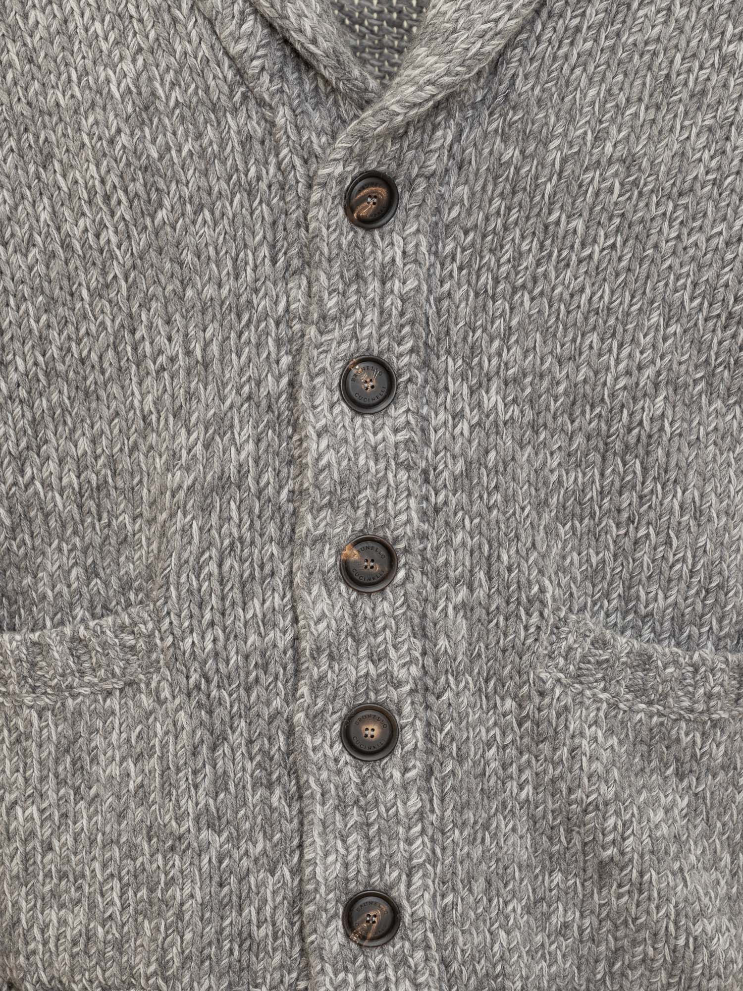 Brunello Cucinelli Shawl-collar Button-up Cardigan In Gray