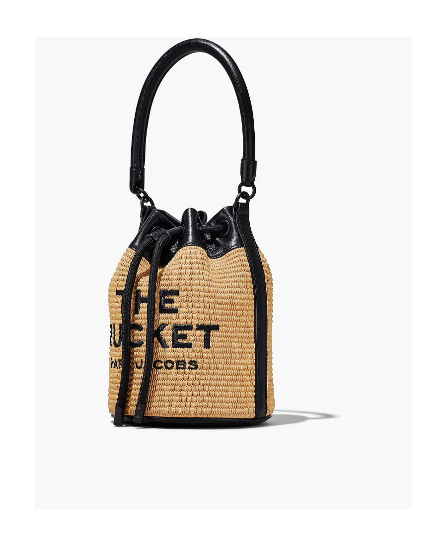 Marc Jacobs The Bucket Raffia Effect Bag In Black