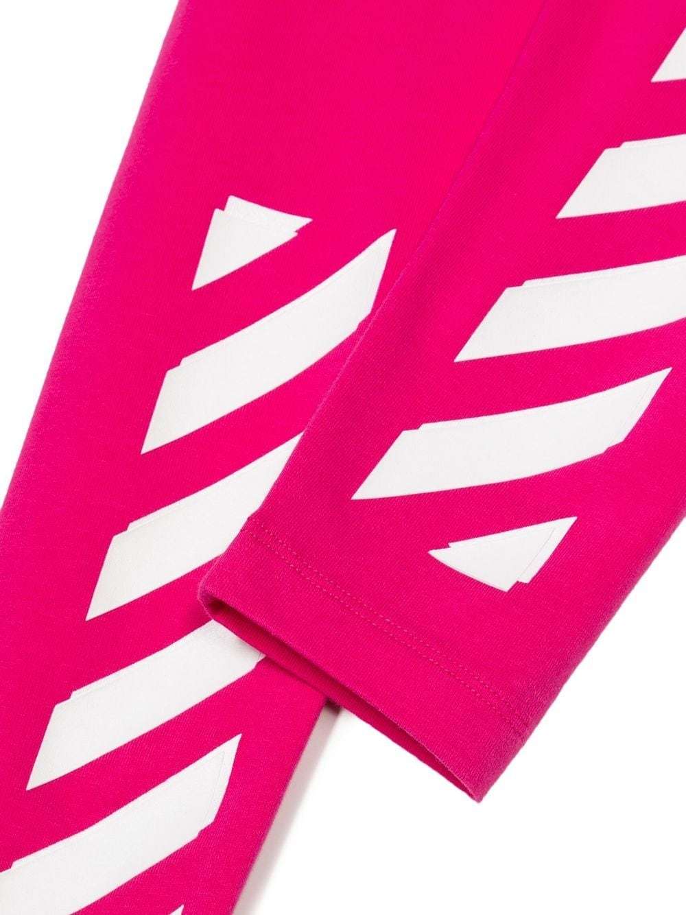 Off-white Diag-stripe Mid-rise Leggings In Pink