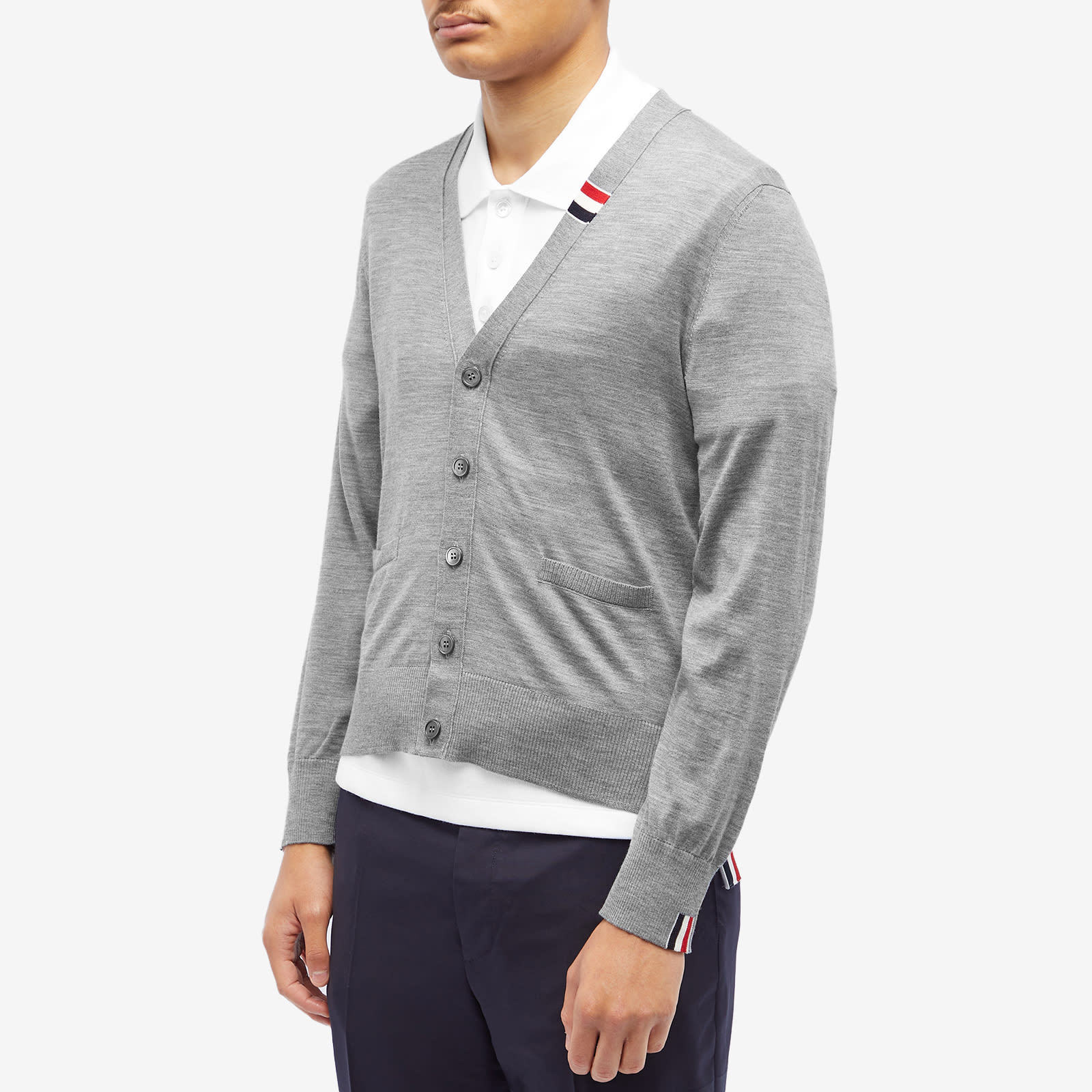 Thom Browne Wool Cardigan In Gray