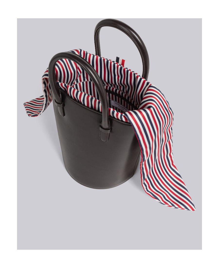 Shop Thom Browne Rwb-stripe Bucket Bag In Black