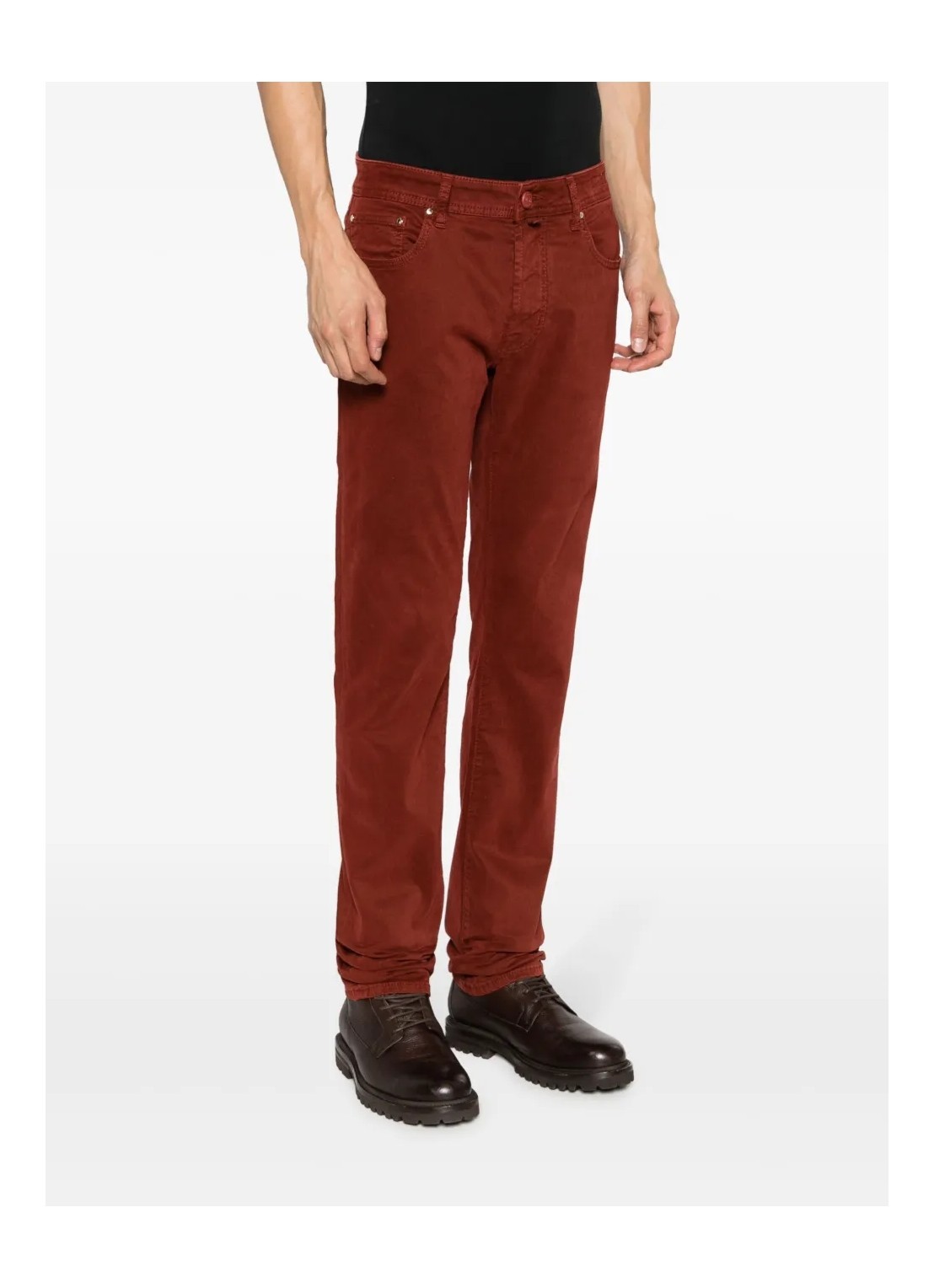 Jacob Cohen Logo-patch Cotton Tapered Trousers In Red