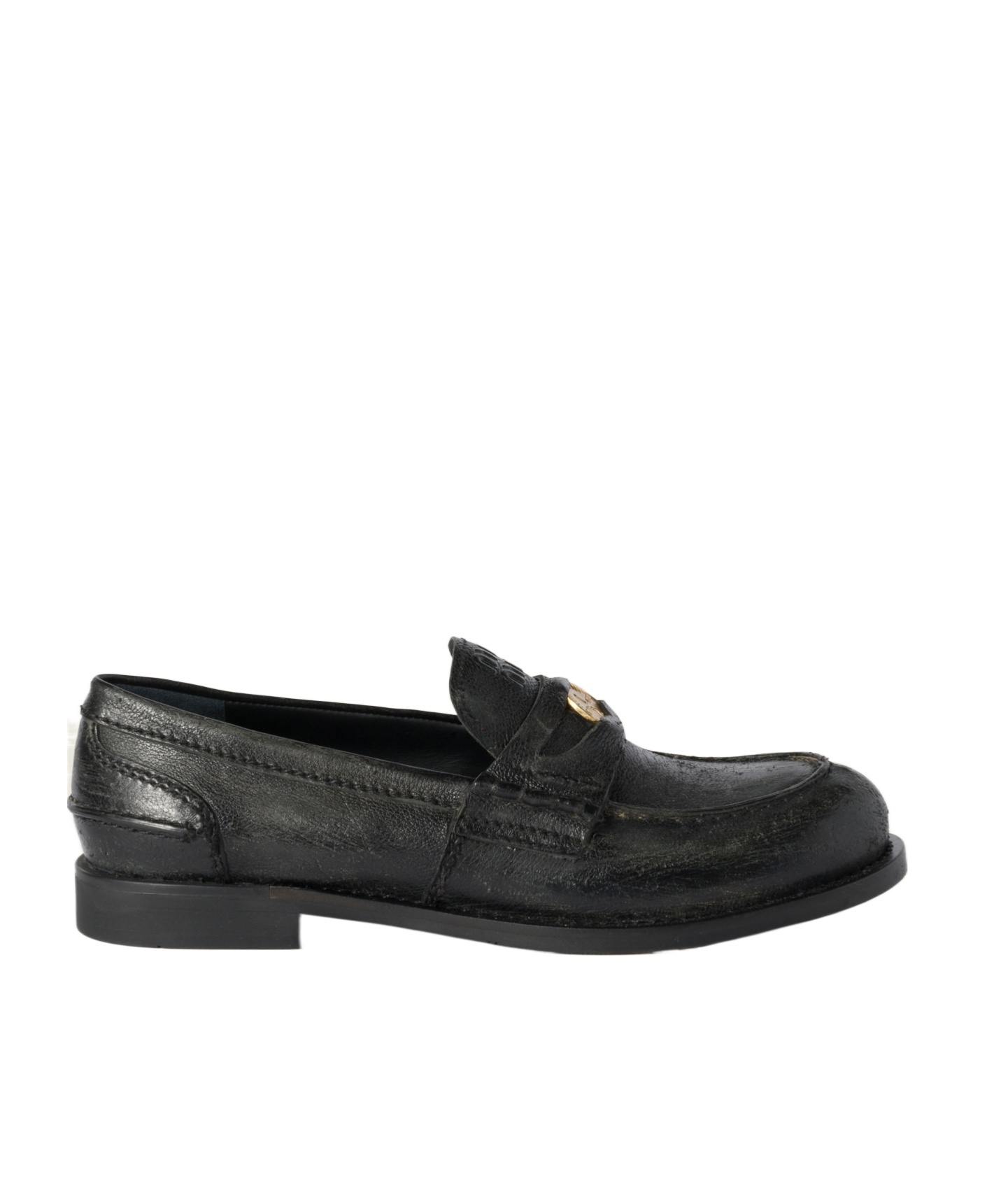 Miu Miu Women Leather Penny Loafers In Black