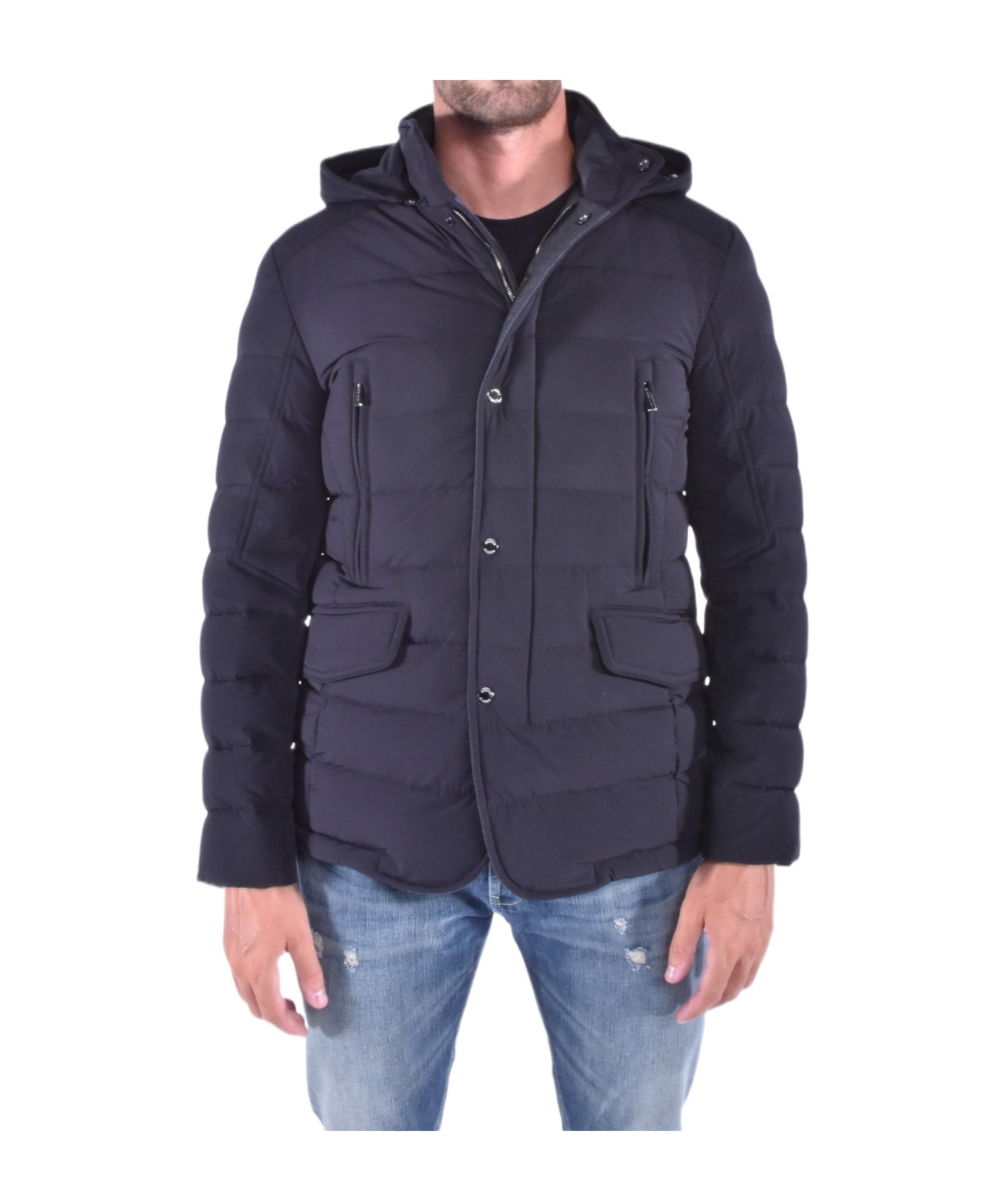Moorer Long-sleeved Cotton Jacket In Black