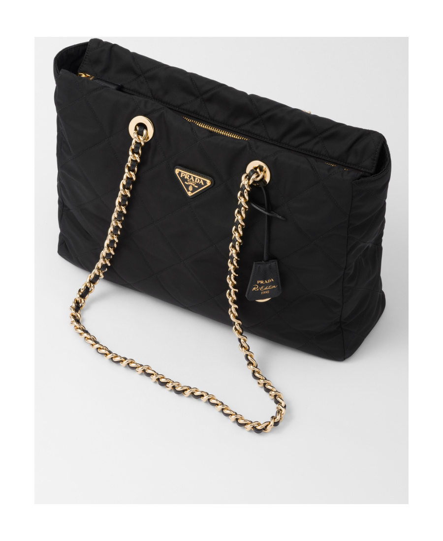 Prada Re-edition 1995 Chaine Medium Re-nylon Bag In Black