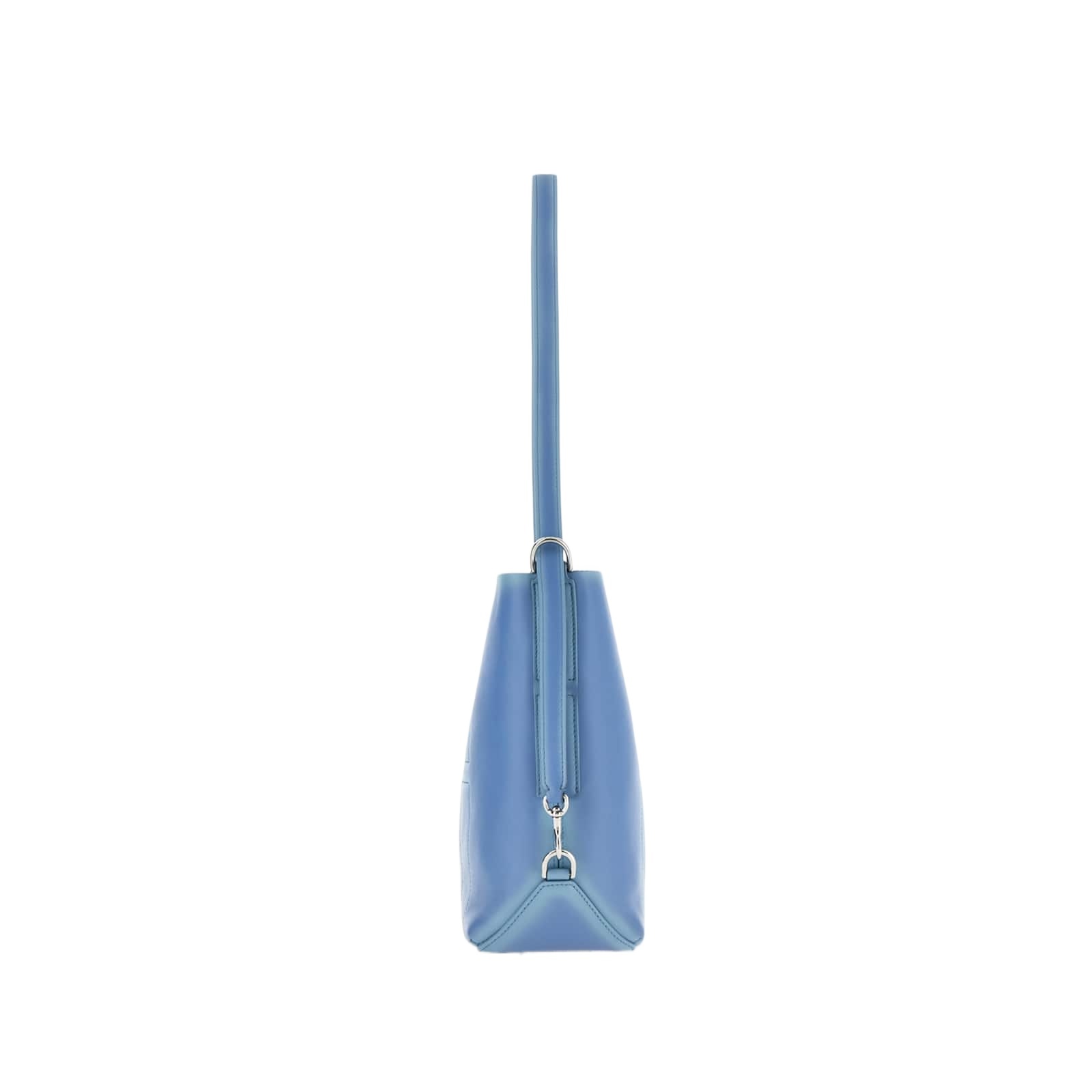 Hogan Cognac Blue Calf Leather Shoulder Bag In Light Blue