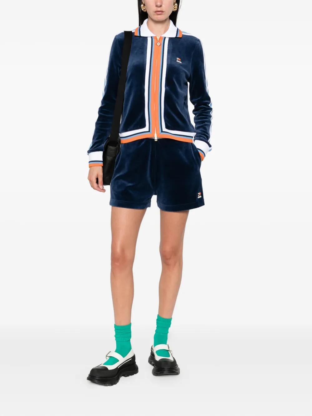 Casablanca Montagne Velvet Shorts With Side Stripe In Black