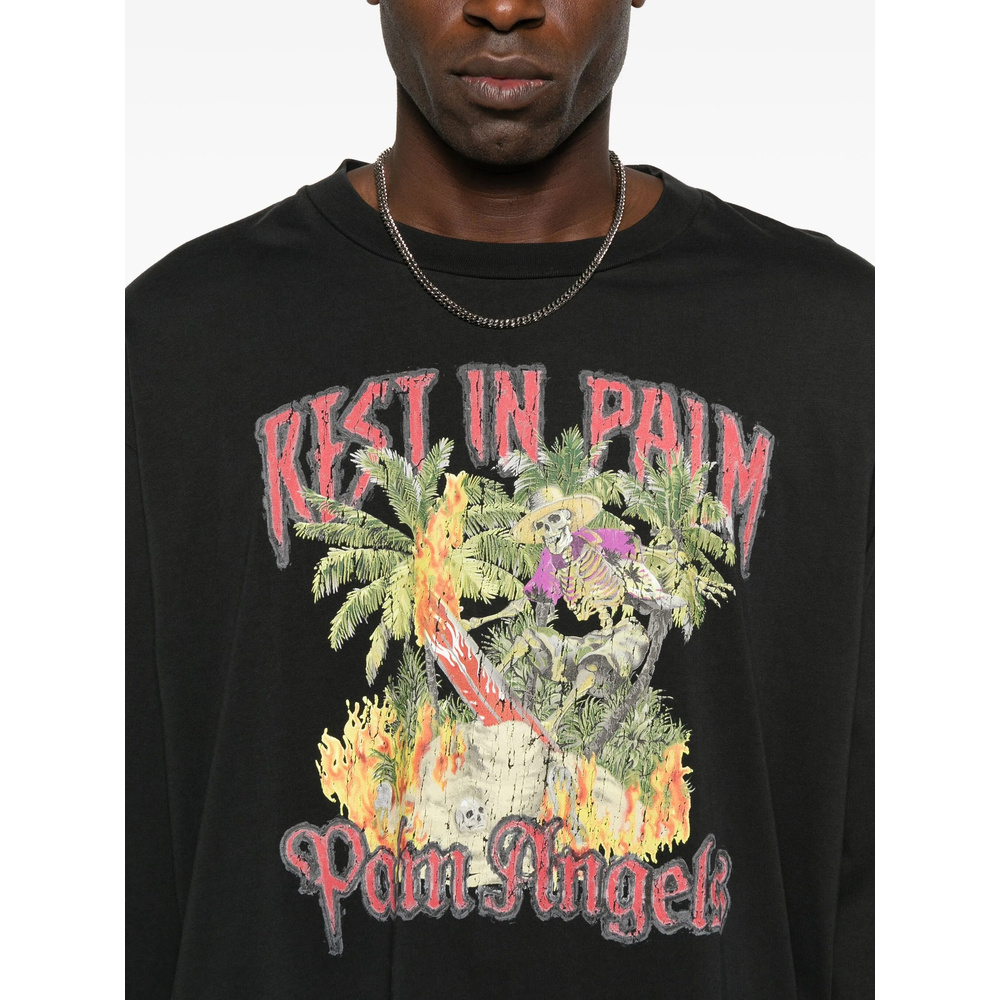 Palm Angels Rest And Relax Graphic Cotton T-shirt In Black