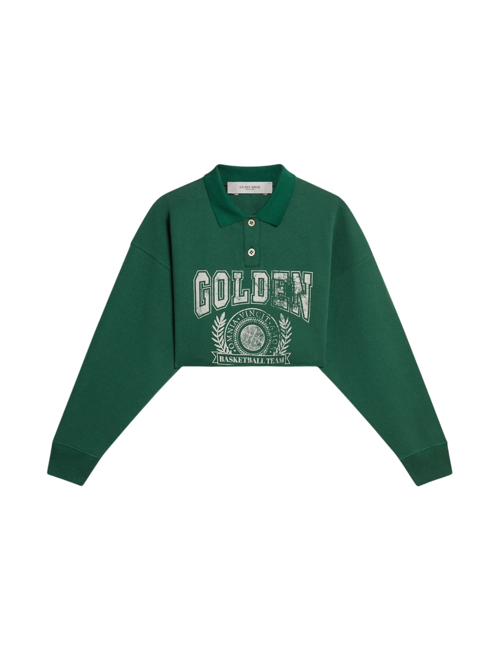 Golden Goose Journey Crop Graphic Polo Sweatshirt In Green