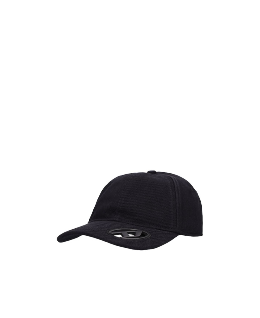 Diesel Black Baseball Cap With Oval D Cut-out In Cotton Man