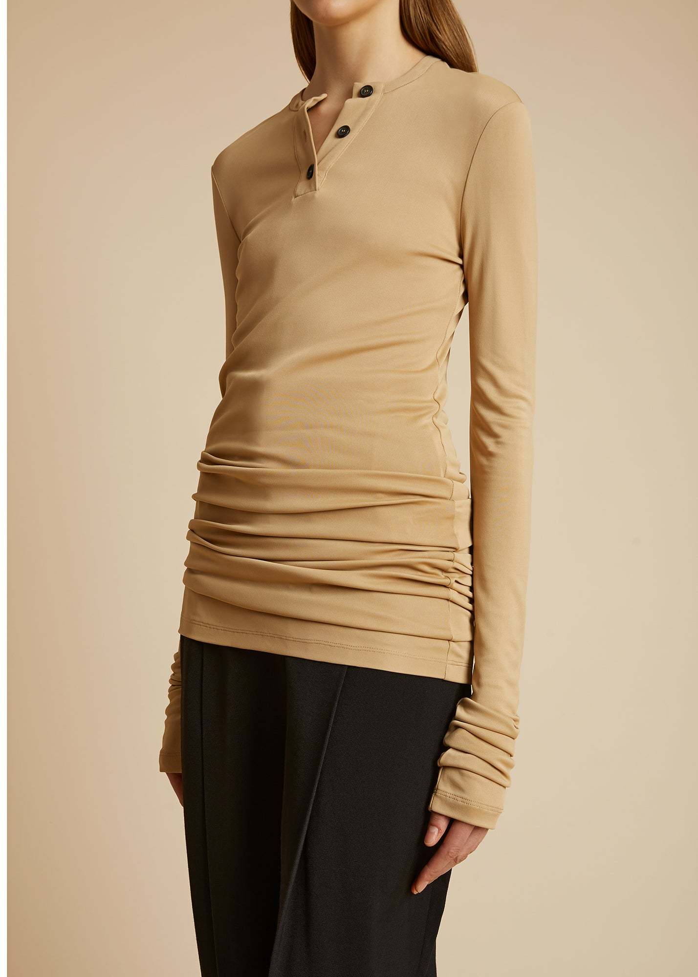 Khaite Long-sleeved Blouse In Brown