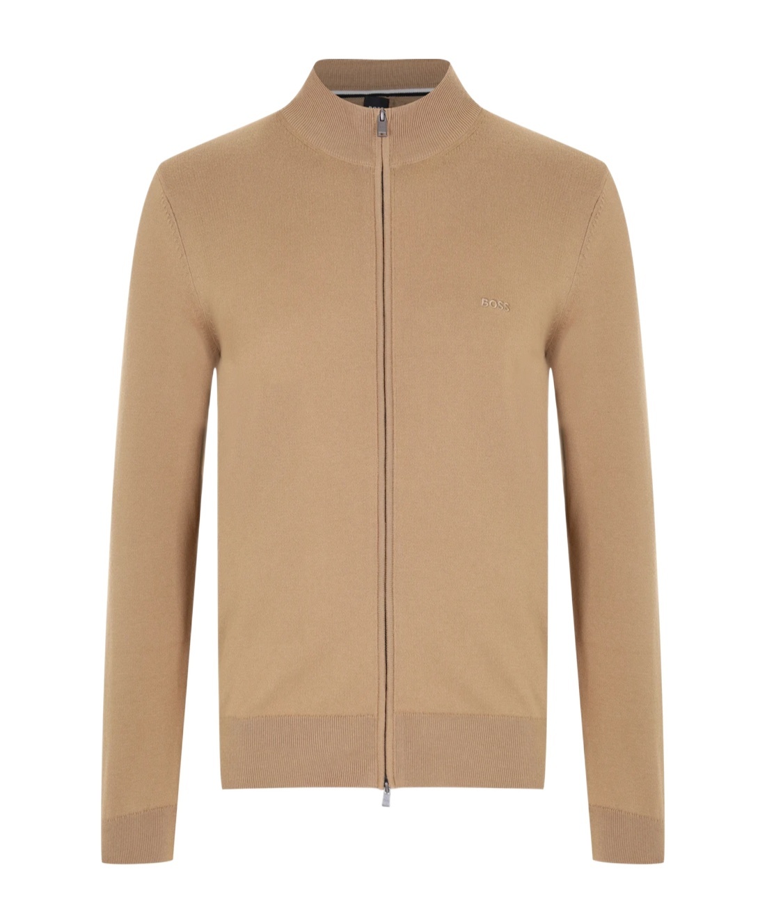 Hugo Boss Rib Cardigan In Nude