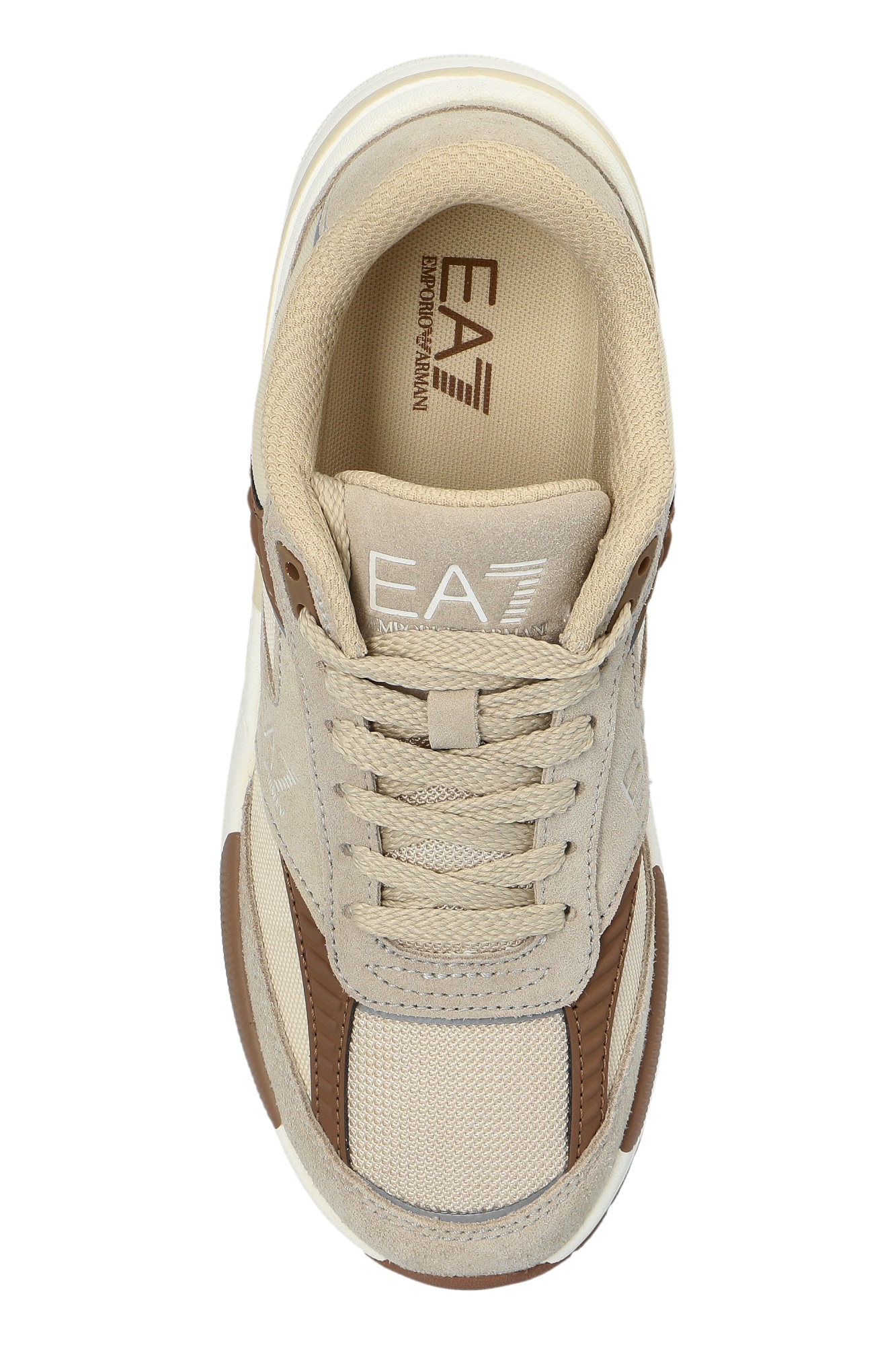 Ea7 Logo-embellished Lace-up Sneakers In Neutral