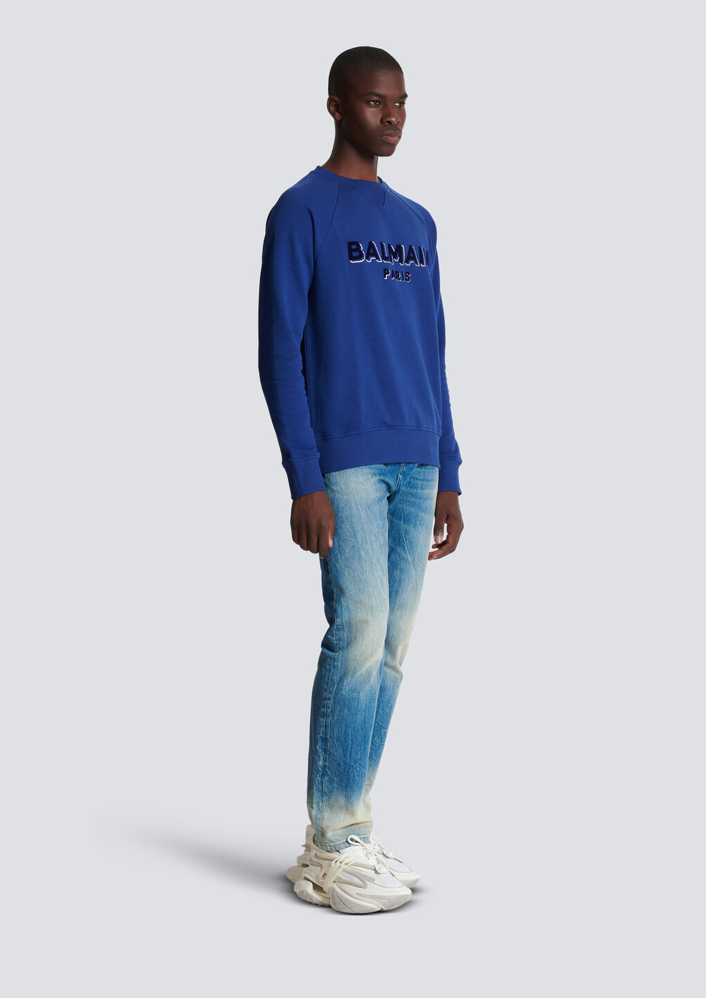 BALMAIN METALLIC FLOCKED BALMAIN SWEATSHIRT 