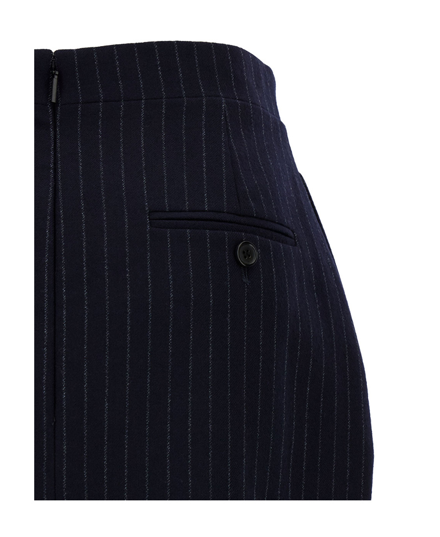 Saint Laurent Pinstriped High-waist Wool Miniskirt In Black