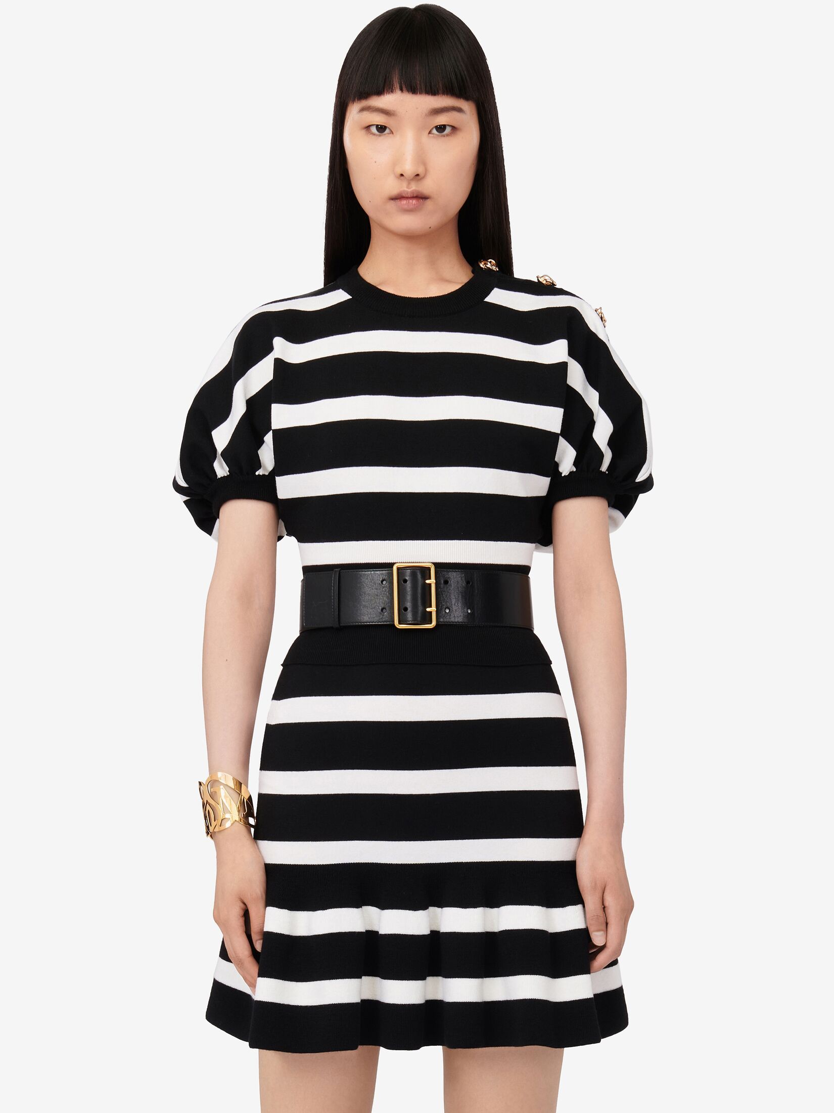 Alexander Mcqueen Wool Striped Sweater In Black