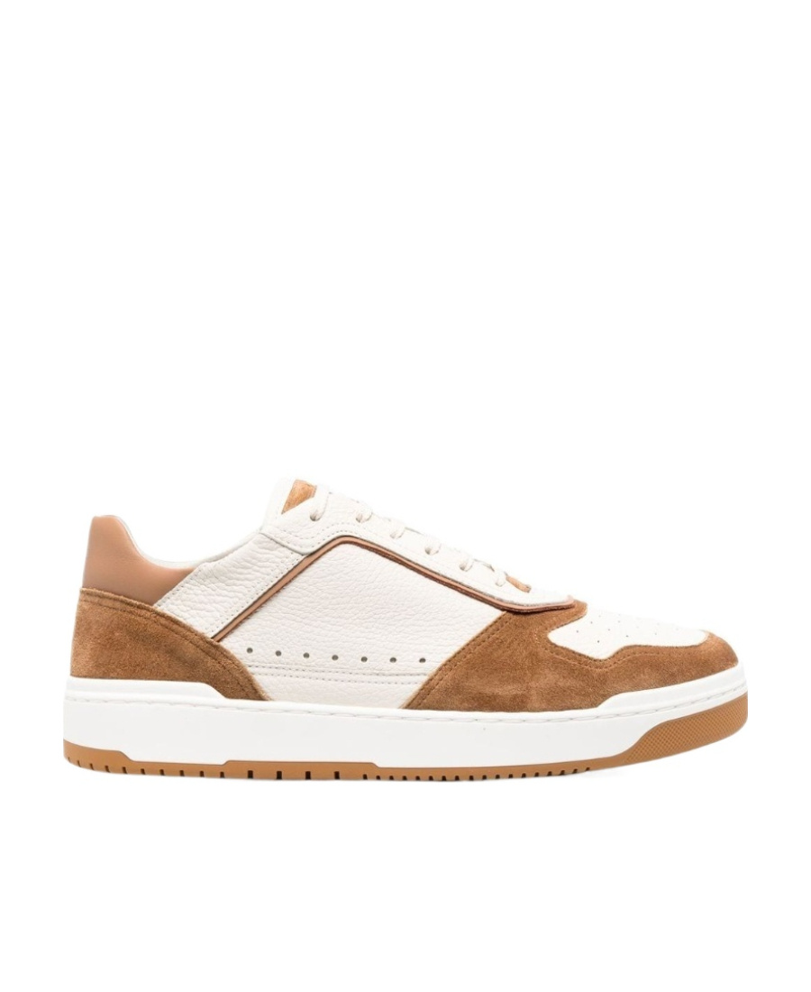Brunello Cucinelli Panelled Leather Low-top Sneakers In White