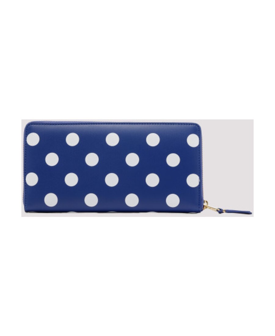 Comme Des Garçons Zip-around Polka Dot Wallet In Blue