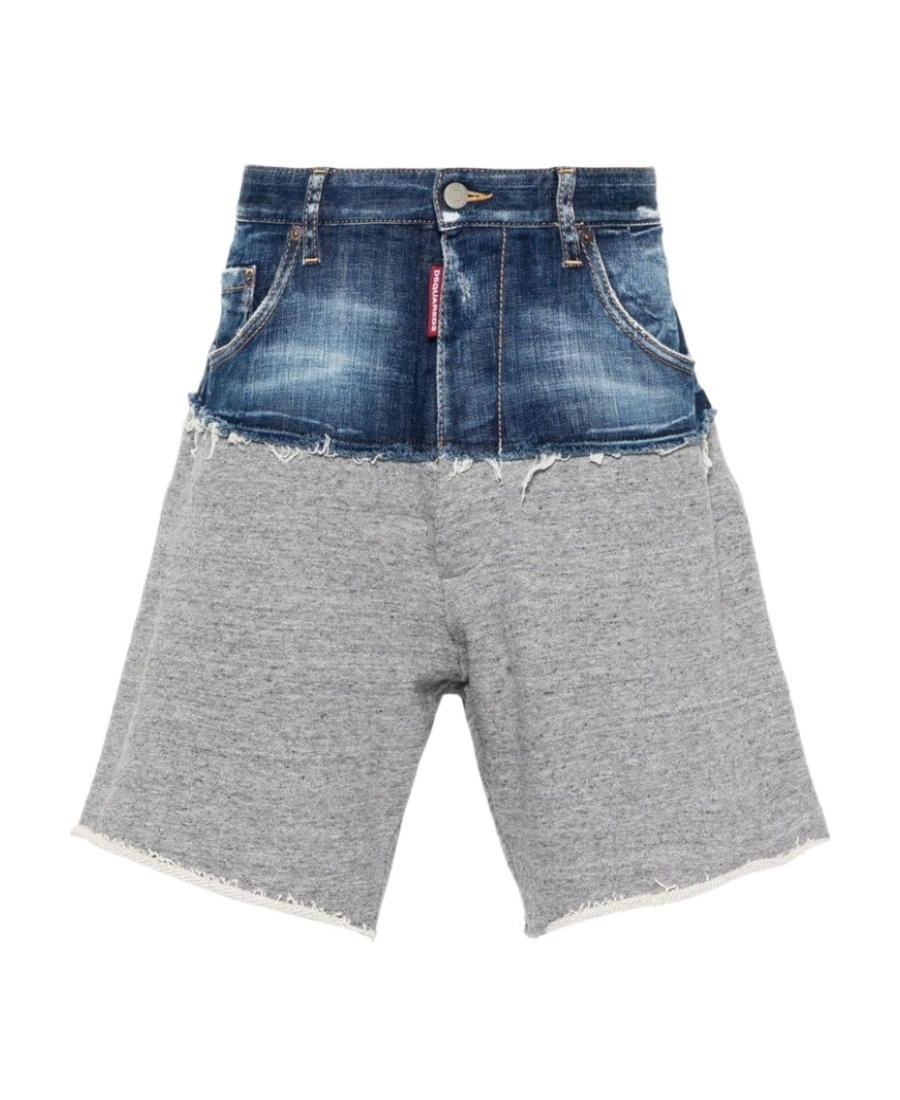 Dsquared2 Panelled Cotton Shorts In Blue