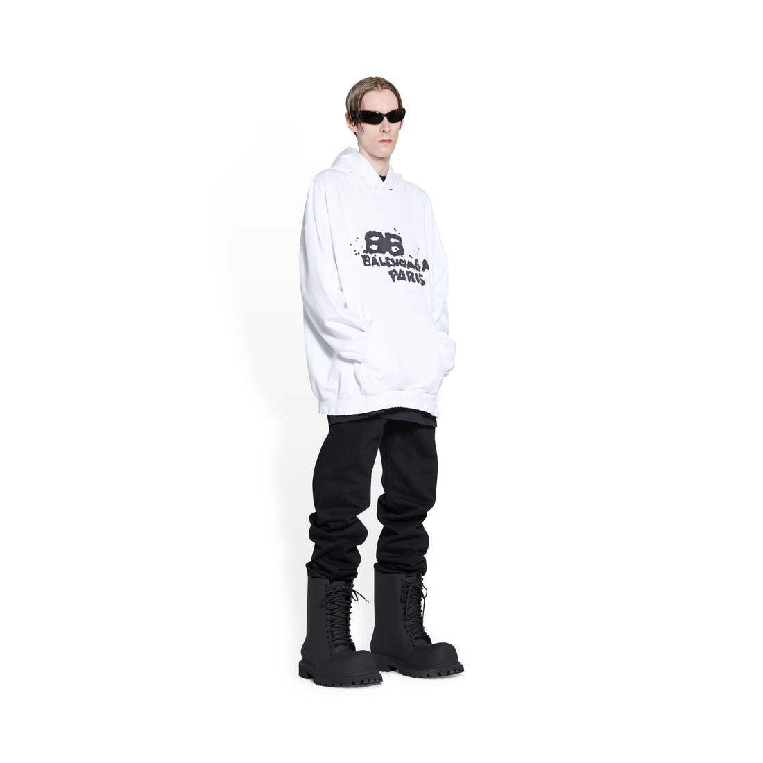 Balenciaga Logo-print Pullover Hoodie In White
