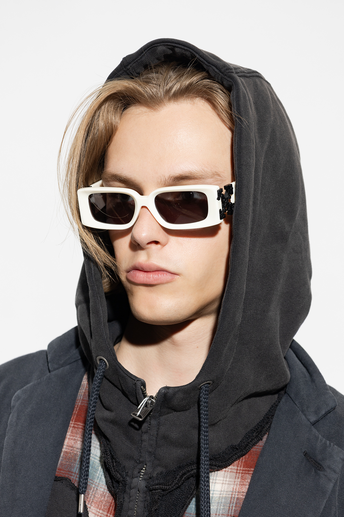 Off-white Roma Rectangle-frame Sunglasses In Gray