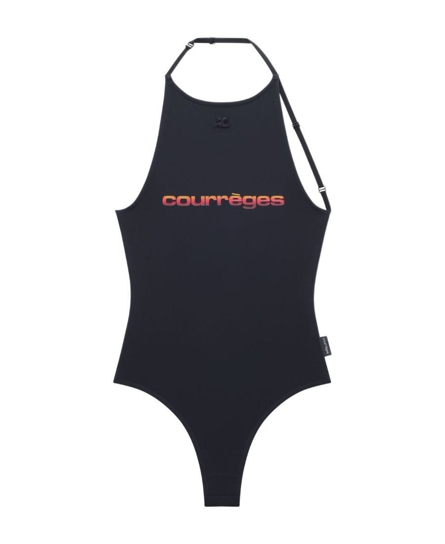 Courrèges Sunset Tech Jersey Open Back Bodysuit In Black