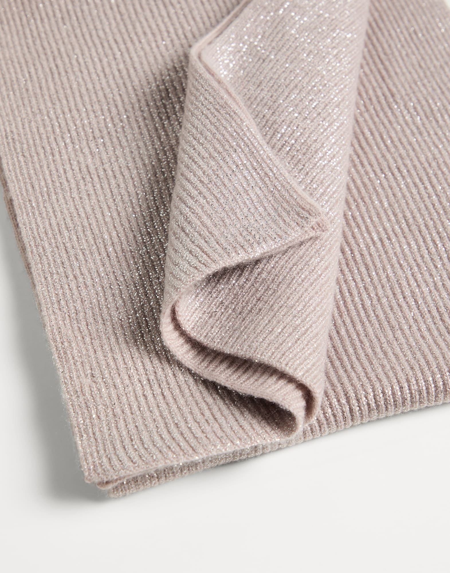 Brunello Cucinelli Double-sided Ribbed Scarf In Nude