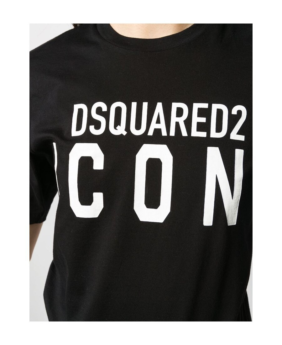 Dsquared2 Icon Logo Printed Crewneck T-shirt In Black