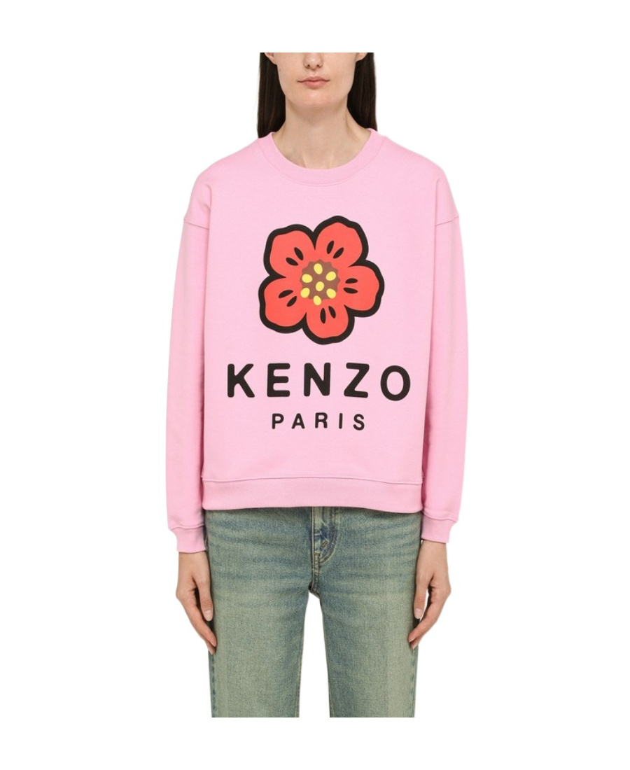 Kenzo Logo-print Round Neck Sweater In Pink