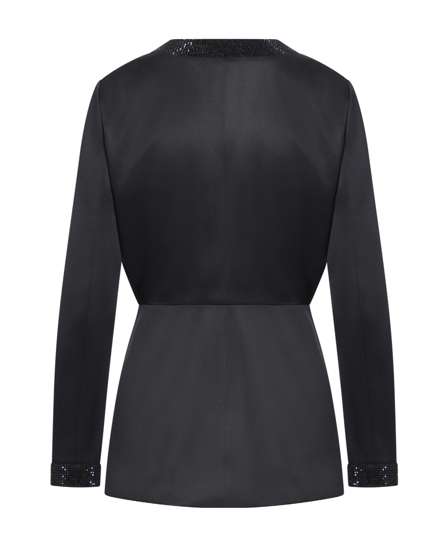 Giorgio Armani Shiret Embellished Satin Top In Black