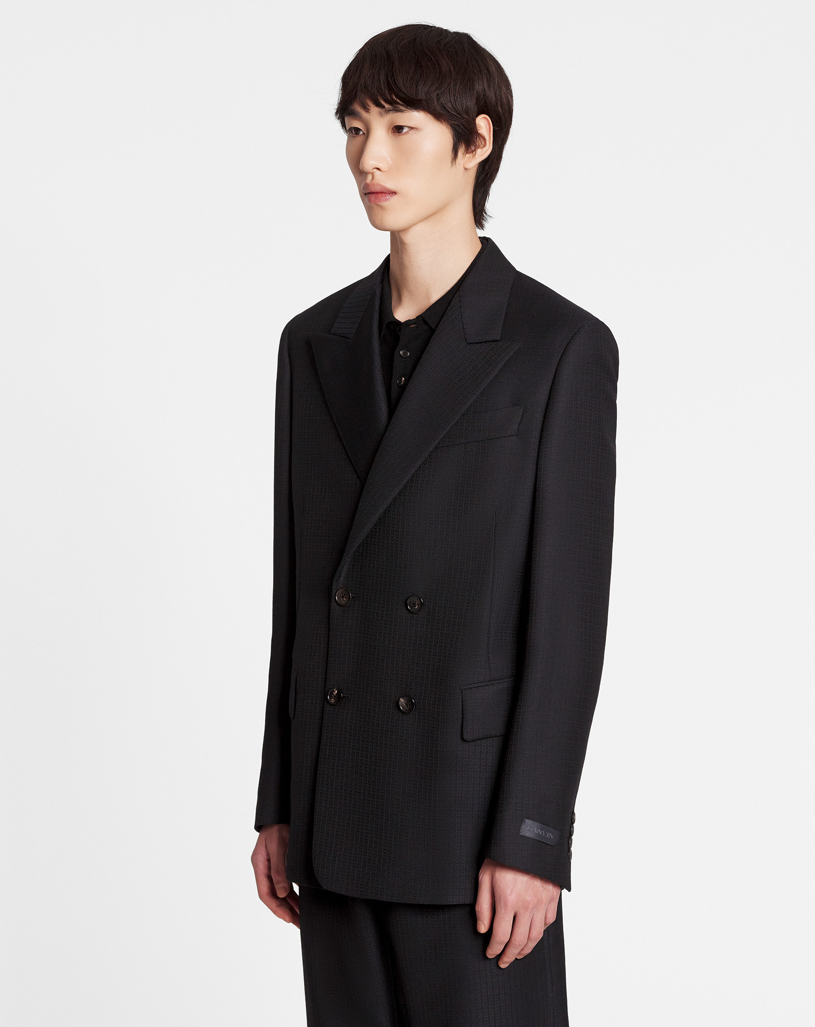 Lanvin Checked Double-breasted Blazer In Black