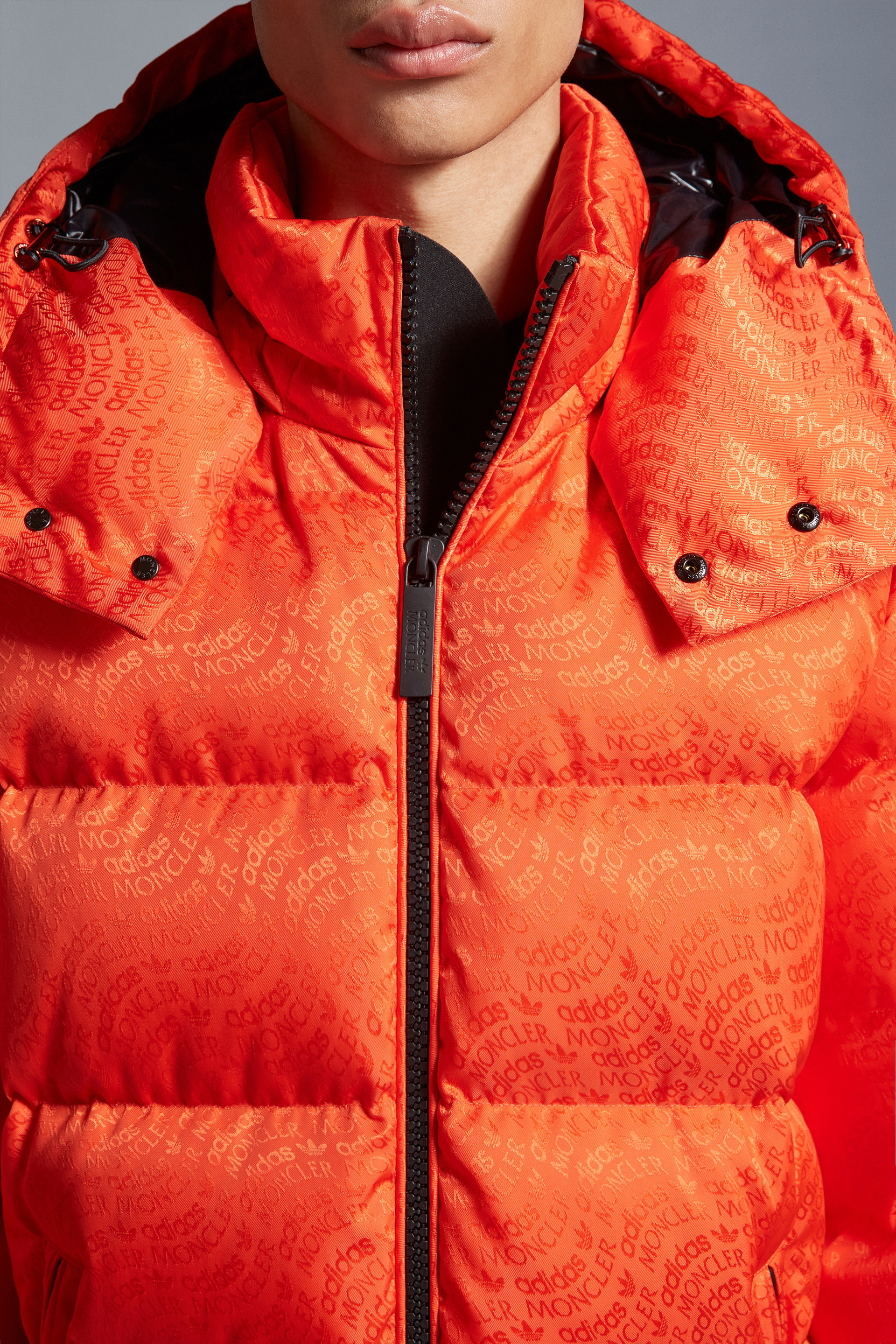 Moncler X Adidas Originals Alpbach Short Down Jacket In Orange