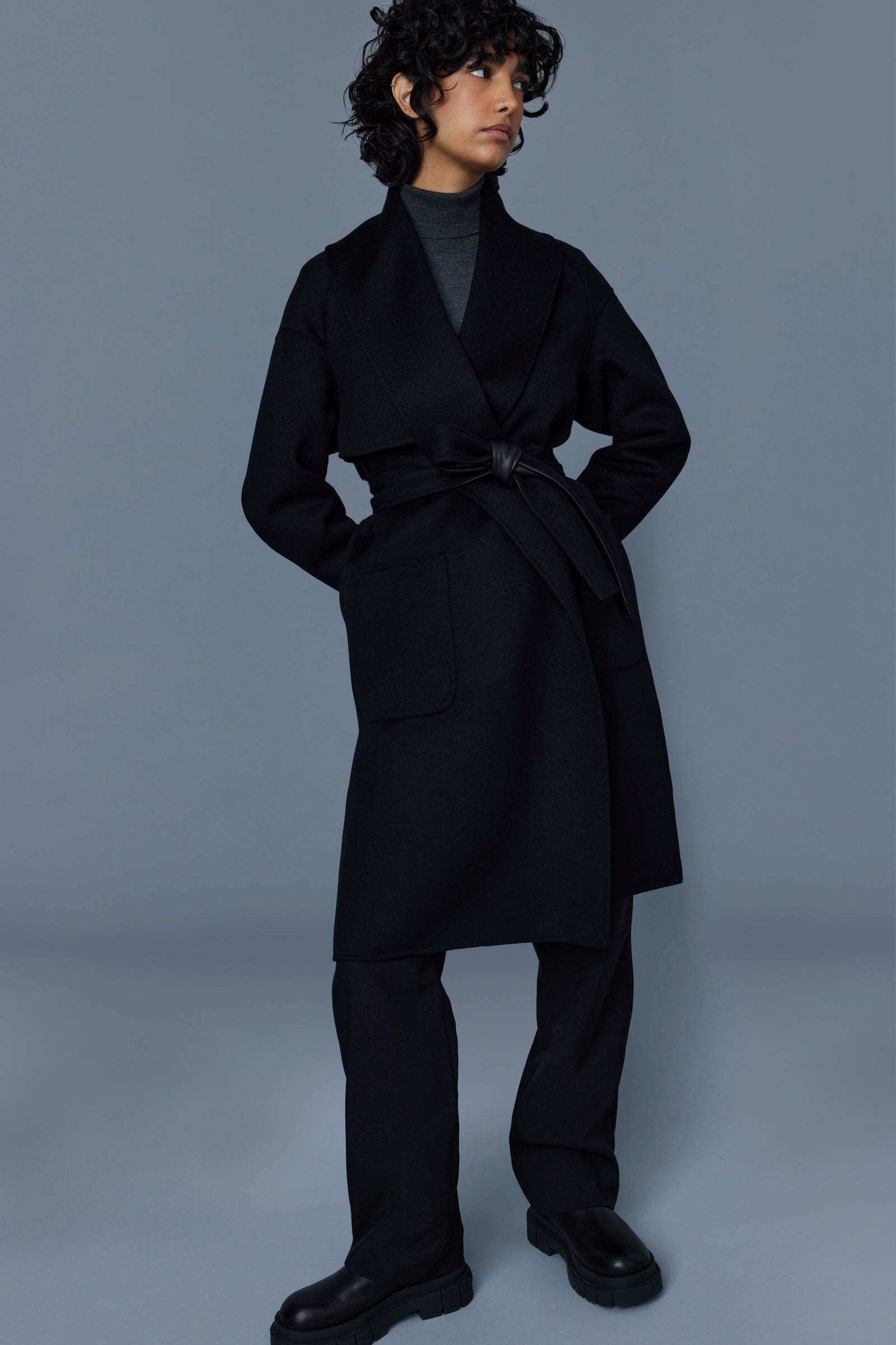 Mackage Wool Overcoat In Black