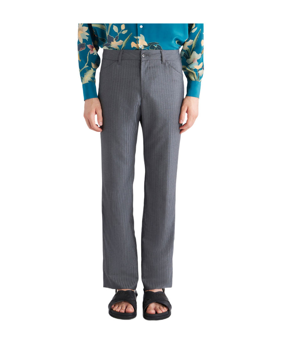 Etro Virgin-wool Straight Leg Trousers In Black