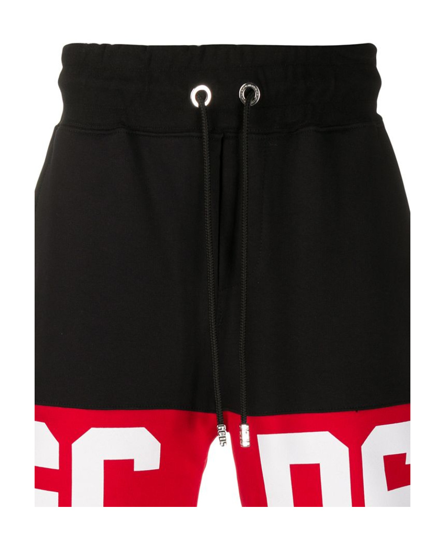 Gcds Logo-band Cotton Shorts In Black