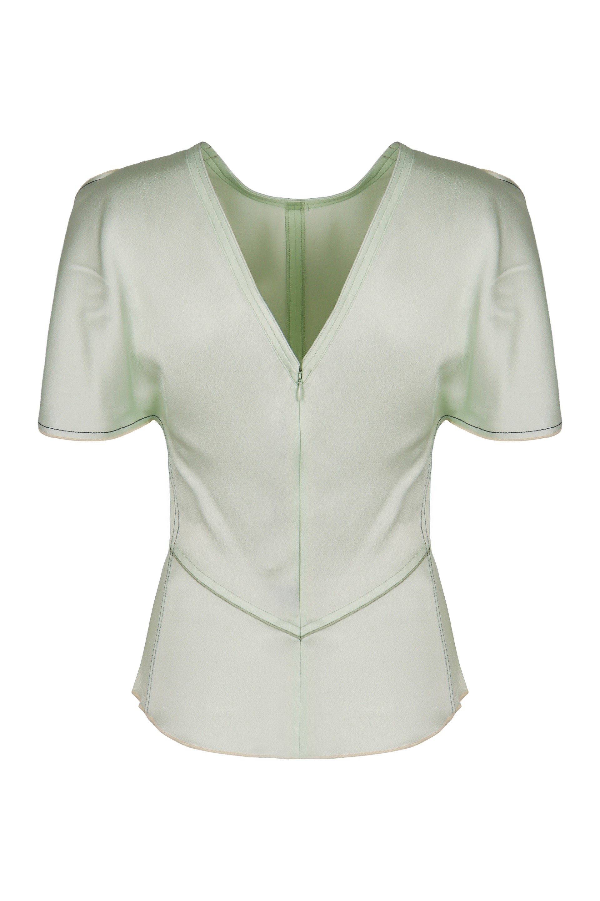 Victoria Beckham Crew-neck Short-sleeve Blouse In Green