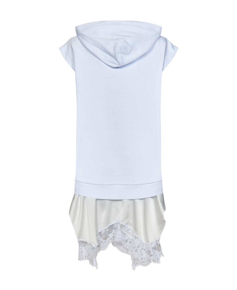 Msgm Logo-print Lace-trim Minidress In White