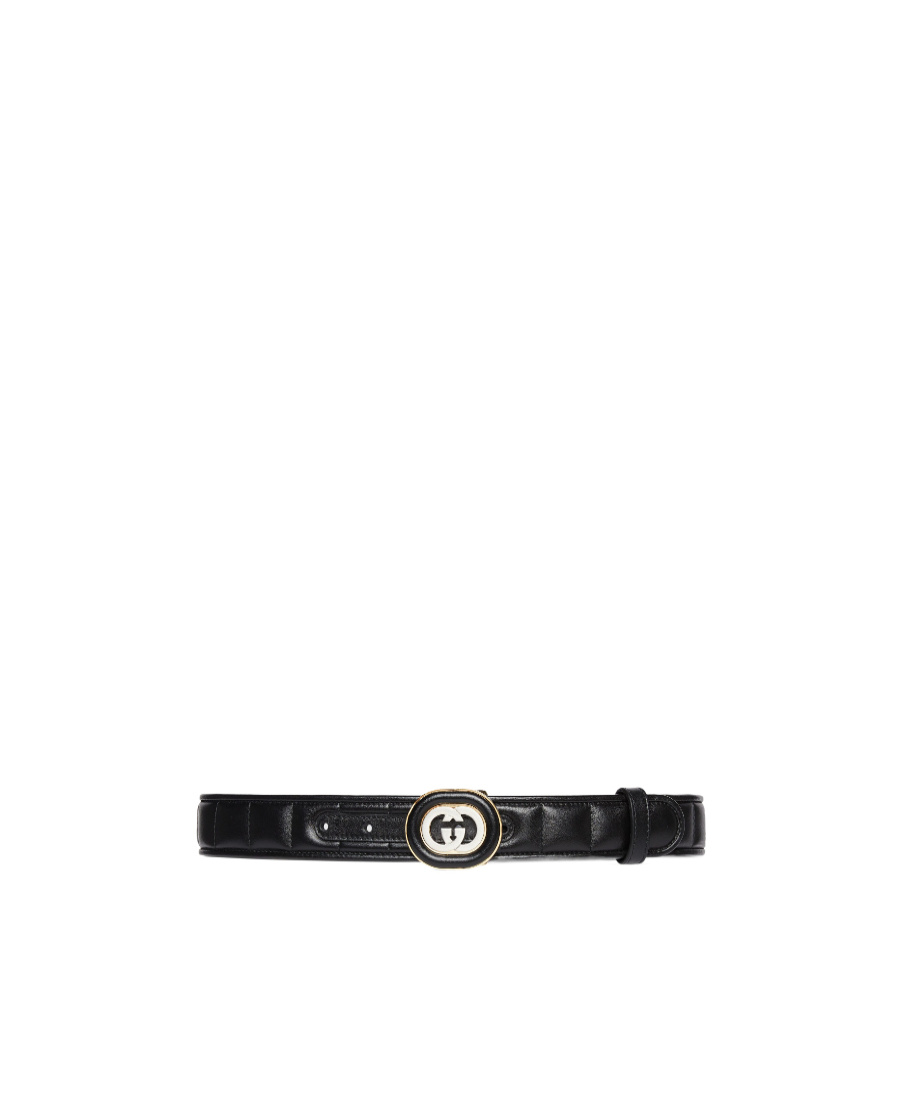 Gucci Interlocking G-buckle Belt In Black
