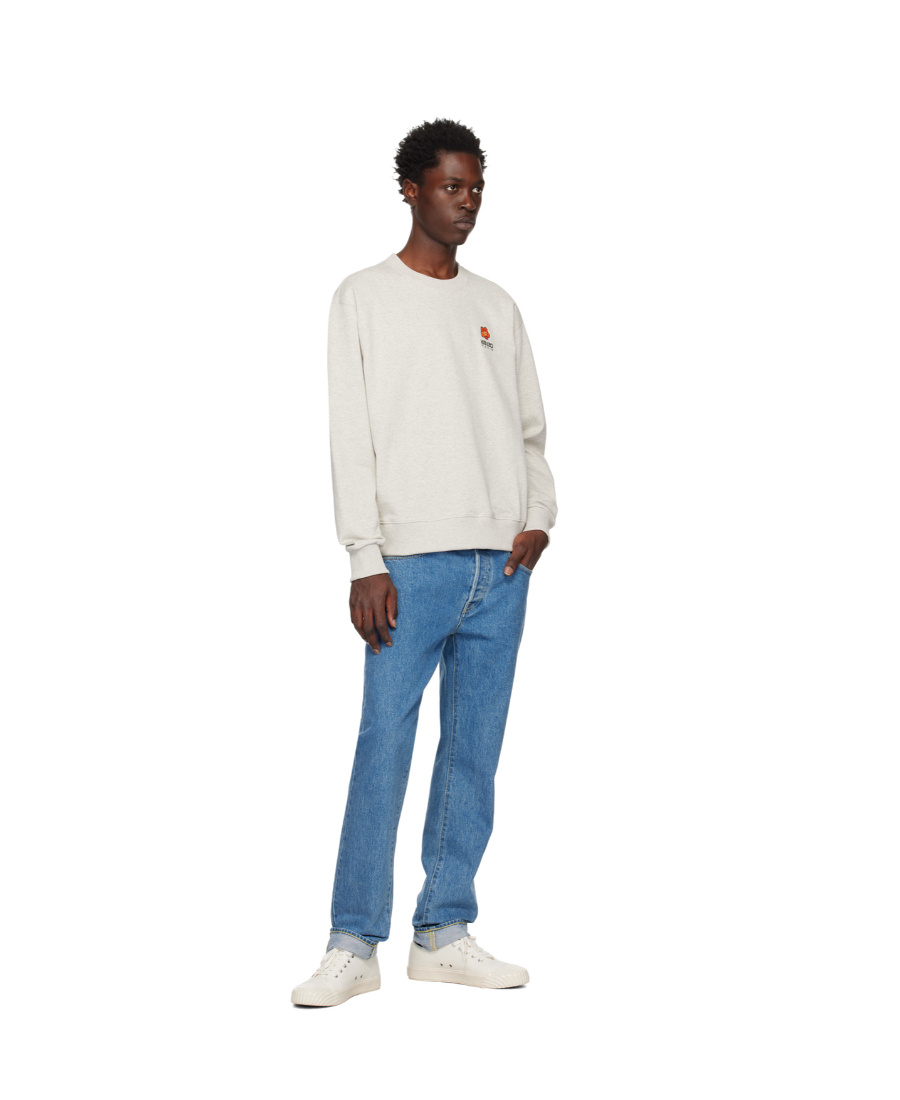 Kenzo Cotton Embroidered-logo Sweatshirt In White