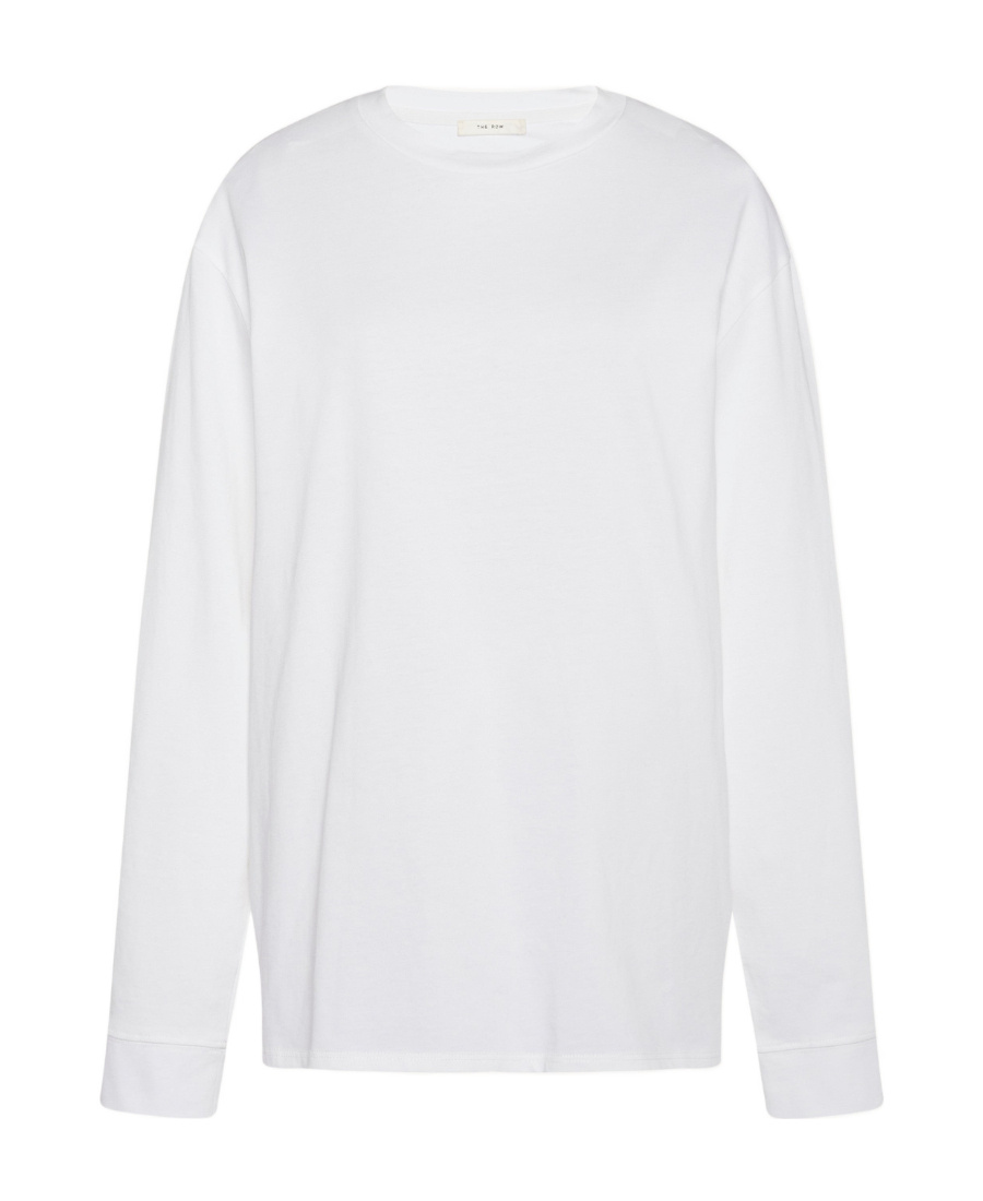 The Row Kabira Textured Cotton Long-sleeve T-shirt In White